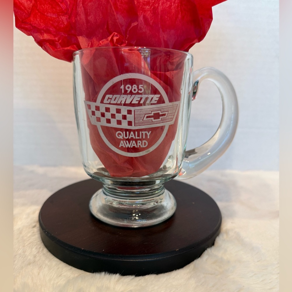 1985 Corvette Quality Award etched mugs